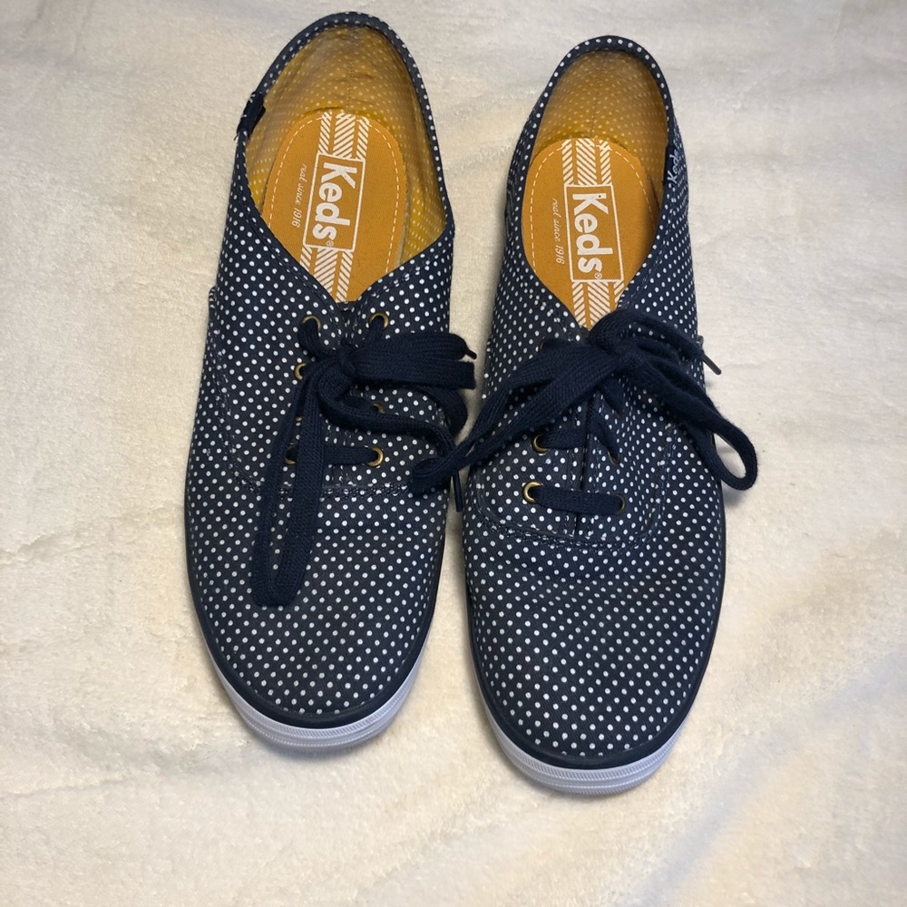 Navy and White Polka Dot Keds Tennis Shoes